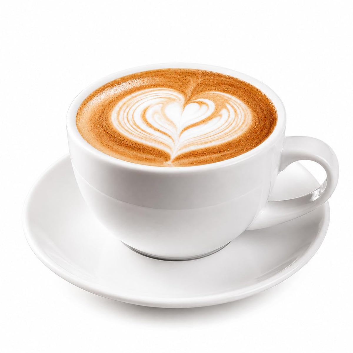 DeeCoo 11 oz White Cappuccino Mug- Large Ceramic Coffee Cup with Saucer - Microwave and Dishwasher Safe, Perfect For Tea, Espresso, Latte - Porcelain Set for Kitchen or Cafe, Baristas, Great Gift