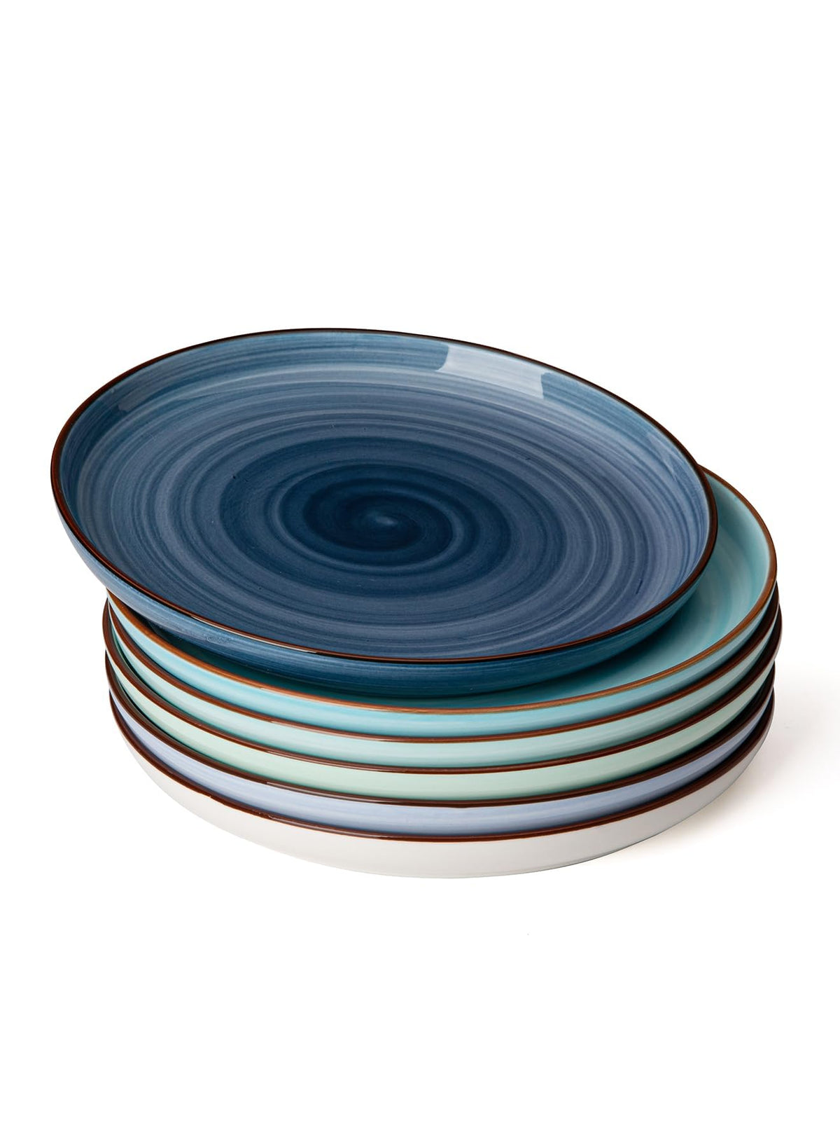 Sweese Porcelain Dessert Plates 7.4 Inch - Round Salad/Appetizer Plate Set, Microwave Dishwasher Safe, Set of 6, Cool Assorted Colors