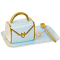 Handbag Coffee Mug Set,Four 10 oz Ceramic Cups with Saucers & Spoons