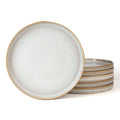 famiware Star 10/8 inches Dinner Plates Set for 6, Cappuccino White