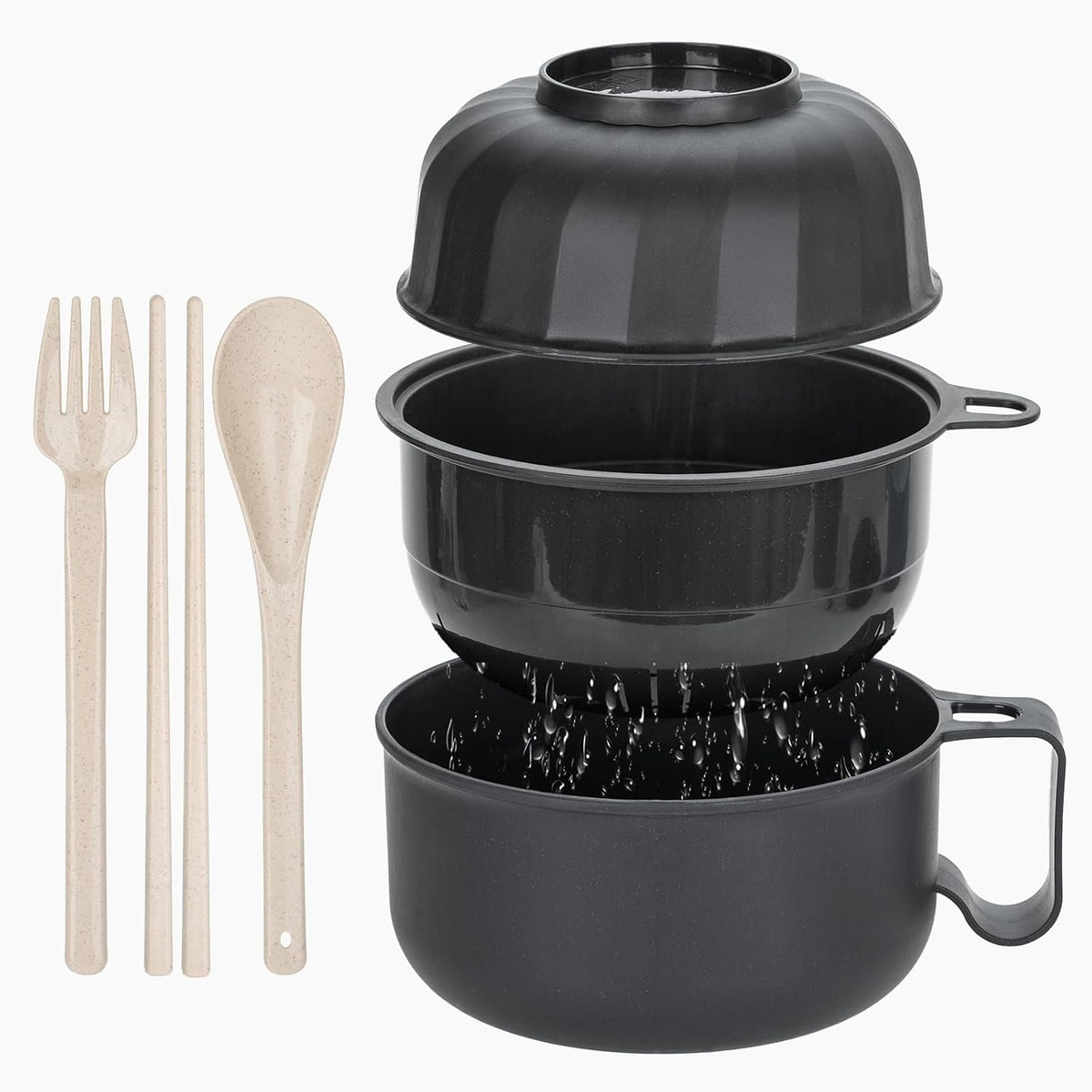 Large Ramen Bowl, Ramen Noodle Bowls Microwavable, Ramen Cooker with strainer, Microwave Pasta Cooker, Ramen Bowl Microwave Gift for College Boys Girls Male Female Dorm Room Essentials Instant Lunch