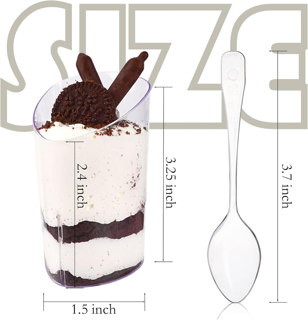 3 oz Plastic Dessert Cups with Spoons, 50 Pack