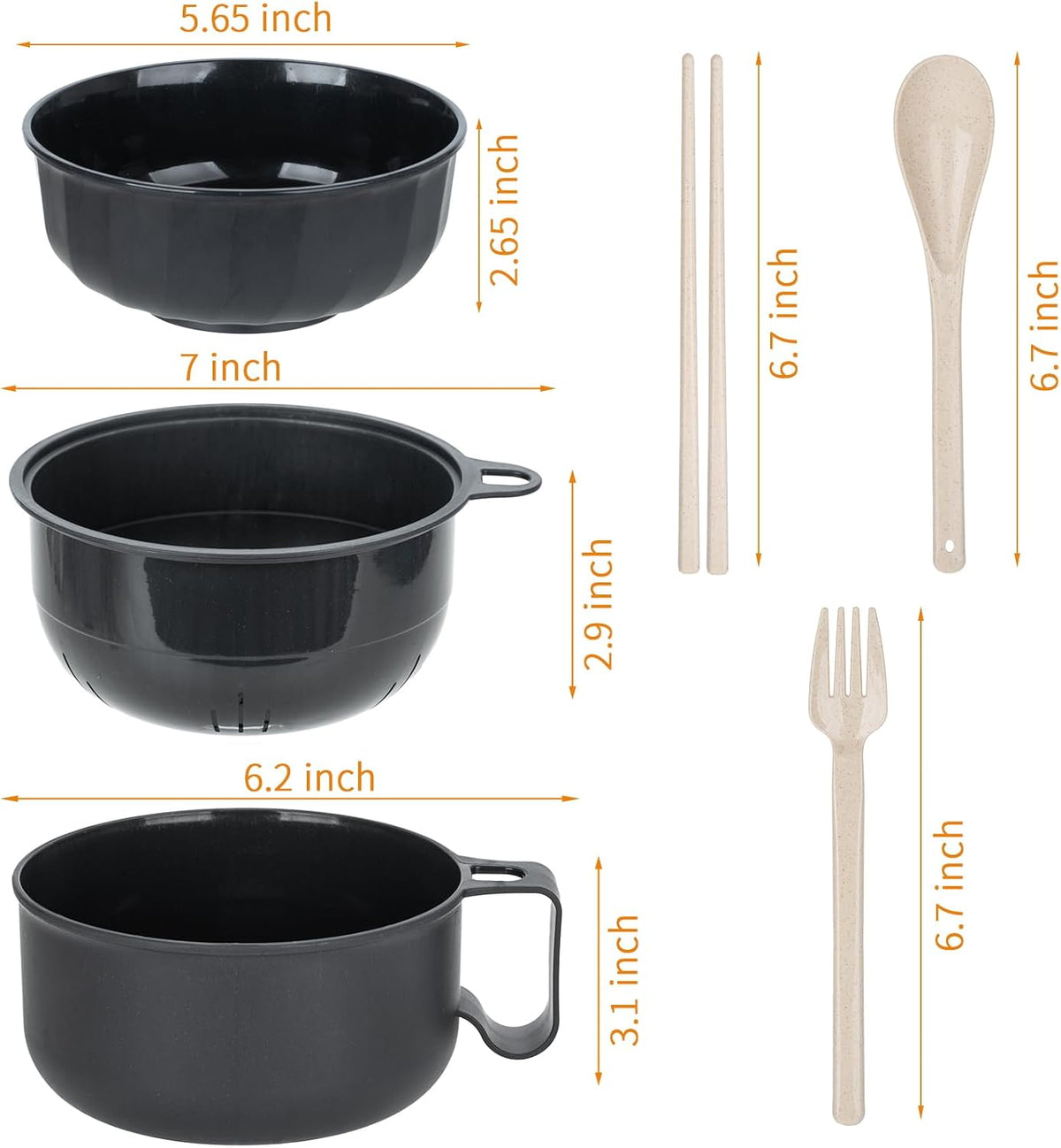 Large Ramen Bowl, Ramen Noodle Bowls Microwavable, Ramen Cooker with strainer, Microwave Pasta Cooker, Ramen Bowl Microwave Gift for College Boys Girls Male Female Dorm Room Essentials Instant Lunch