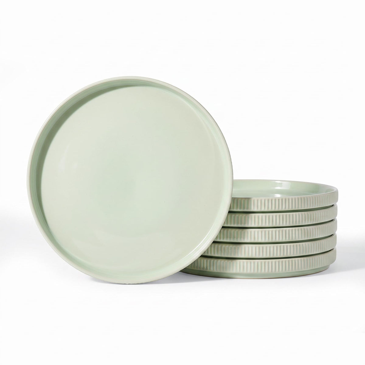 famiware Star 10/8 inches Dinner Plates Set for 6, Cappuccino White
