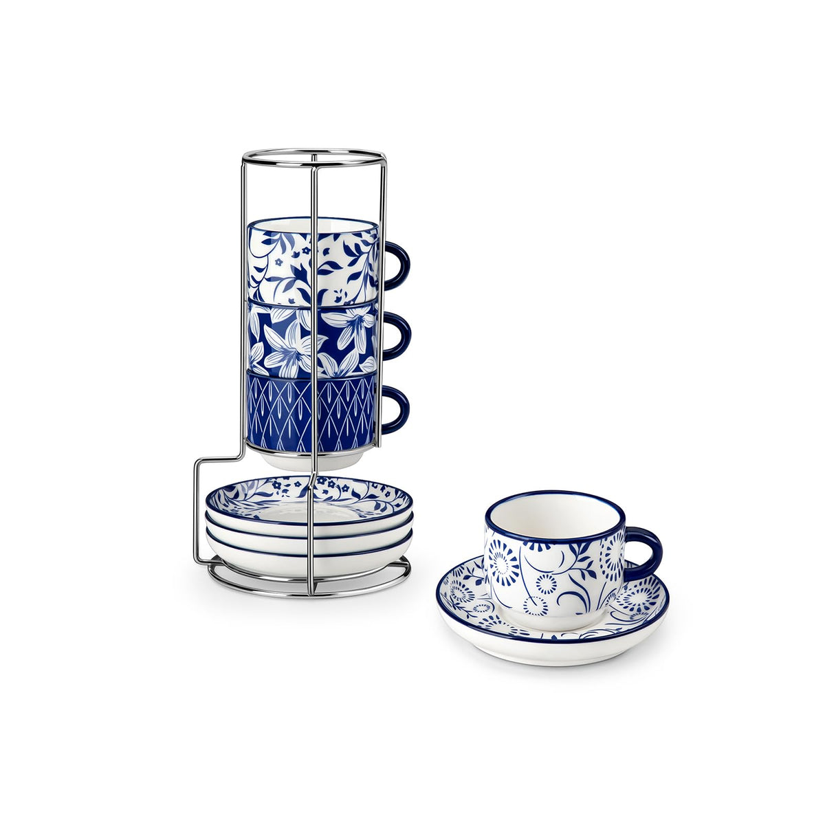 vancasso 4 OZ Porcelain Espresso Cups Set of 4, Stackable Cappuccino Cups