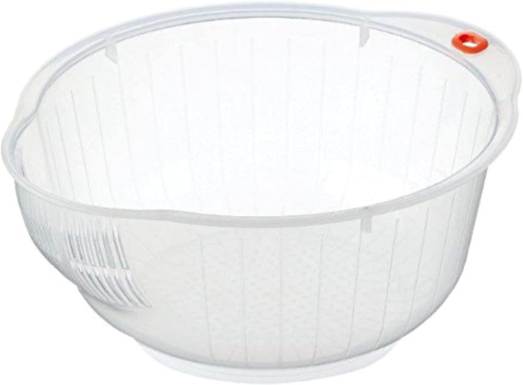 Inomata Plastic Japanese Rice Washing Bowl with Strainer, 2 quart