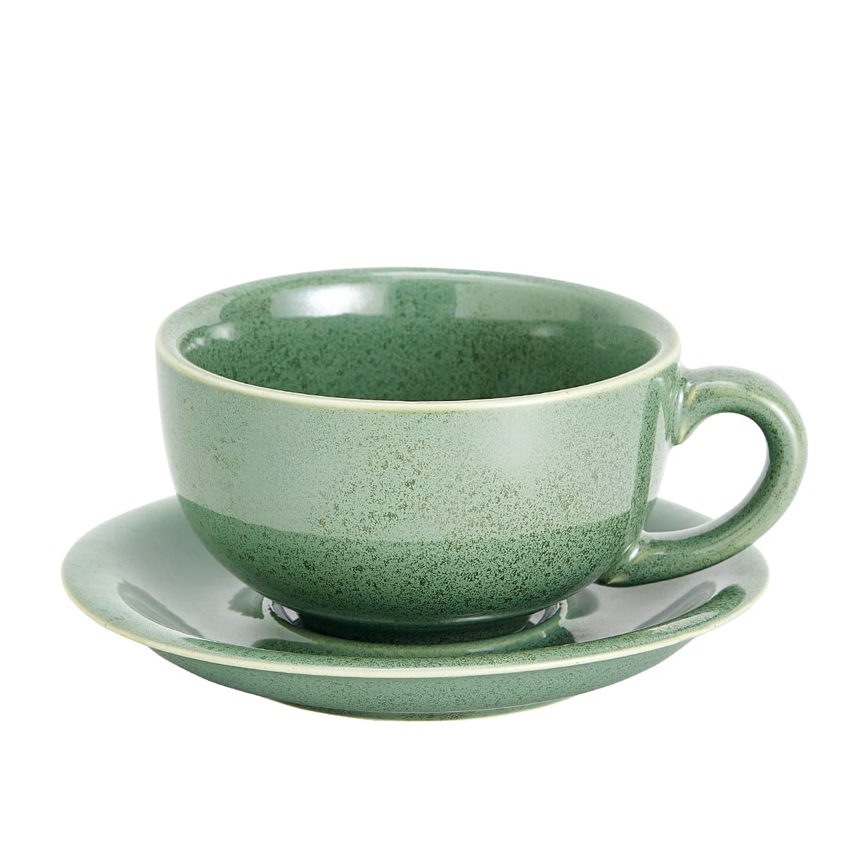 Coffeezone Vintage Design 12 oz Ceramic Latte Art Cappuccino Barista Cup with Saucer (Brown)