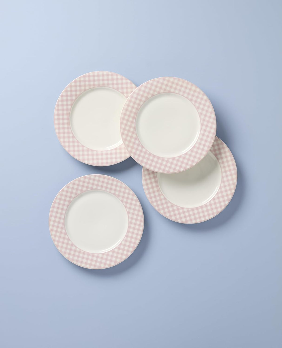 Lenox Gingham Pink Porcelain Valentine's Day Dinner Plate Set for 4