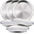 HaWare 18/8 Stainless Steel Plates for Kids, 8" Baby Feeding Plates for 6