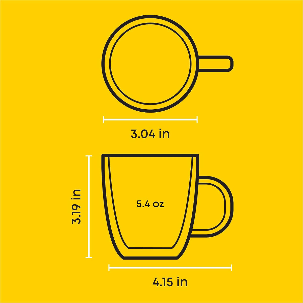 JoyJolt Savor Double Wall Insulated Glasses Espresso Mugs (Set of 2) - 5.4-Ounces