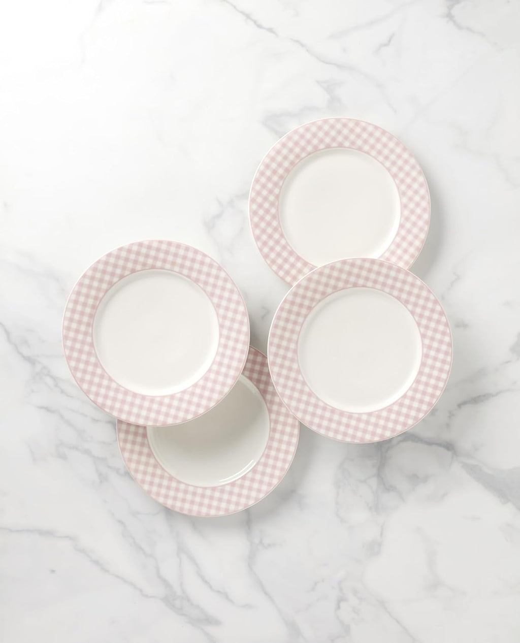 Lenox Gingham Pink Porcelain Valentine's Day Dinner Plate Set for 4