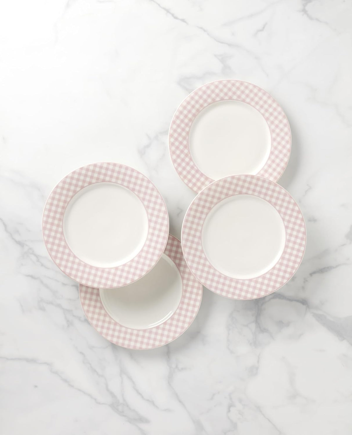 Lenox Gingham Pink Porcelain Valentine's Day Dinner Plate Set for 4
