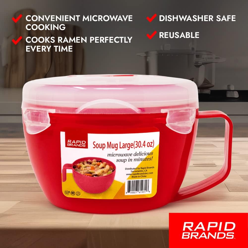 Rapid Soup Mug | Microwaveable Soup & Noodle Cooker | Enjoy Hot Soups Anytime | Ideal for Dorm, Small Kitchen, or Office | Dishwasher-Safe, Microwaveable, & BPA-Free