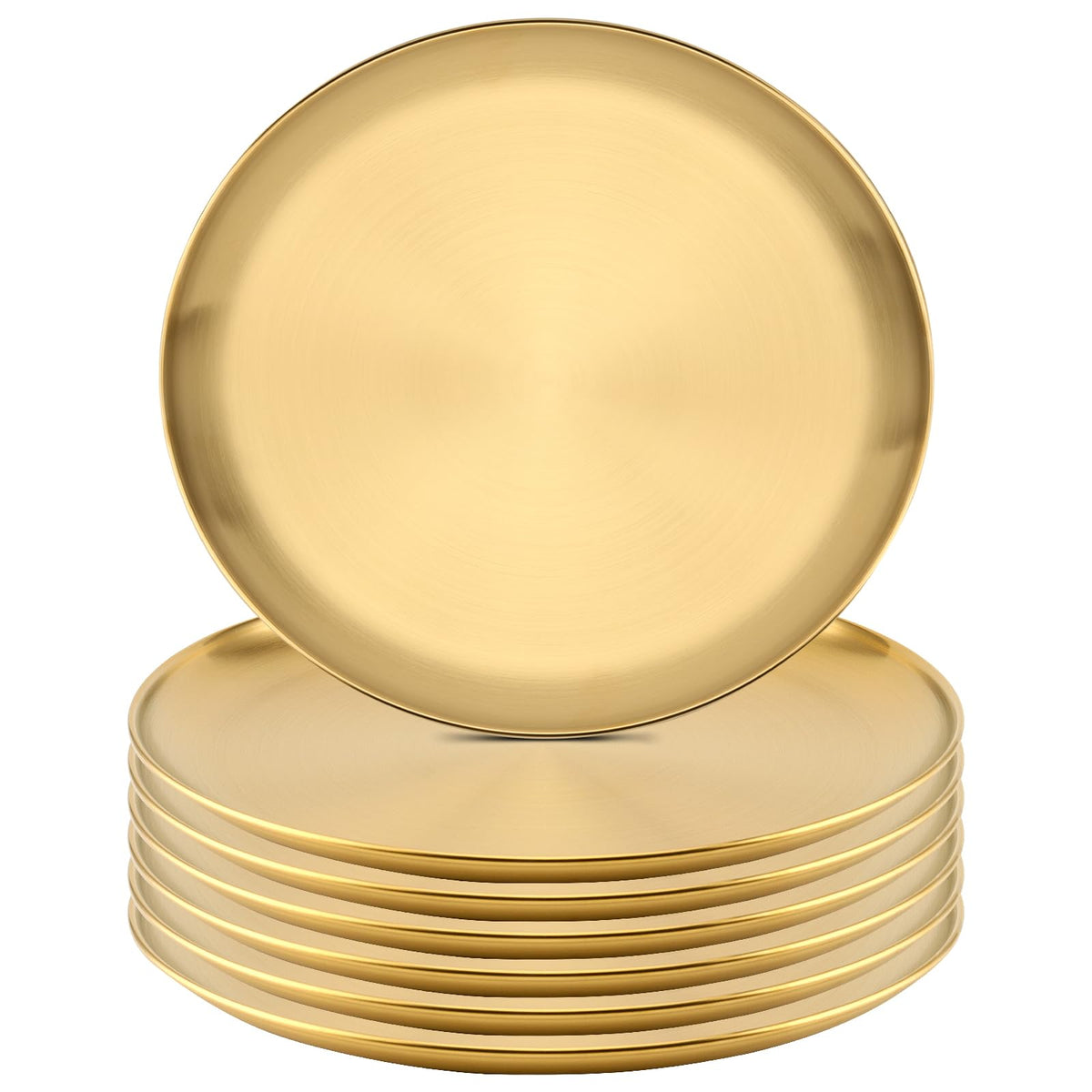 MOUYAT 6 PCS 12 Inch Large Stainless Steel Plate, 30cm Round Dinner Metal Plates, Metal Salad Steak Plates Reusable Dinner Dish for Eating Serving Camping Outdoor BBQ Home Kitchen, Frosted Gold