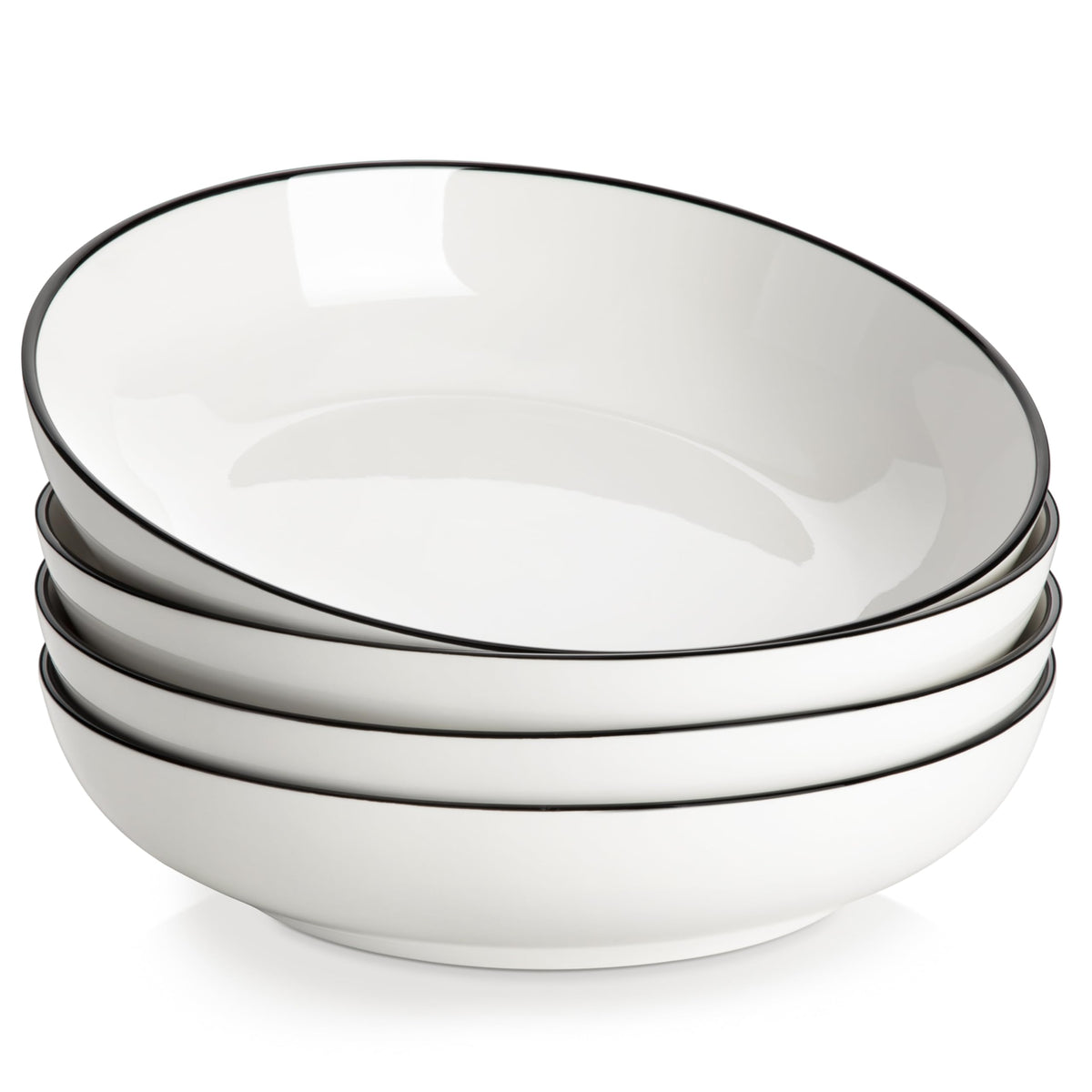 MALACASA 10" Large Pasta Bowls Set of 4, 56 OZ Wide and Shallow Salad Bowls Soup Bowls, Porcelain White Serving Bowls, Kitchen Bowl Plates Pasta Plates, Microwave & Dishwasher Safe, Series REGULAR