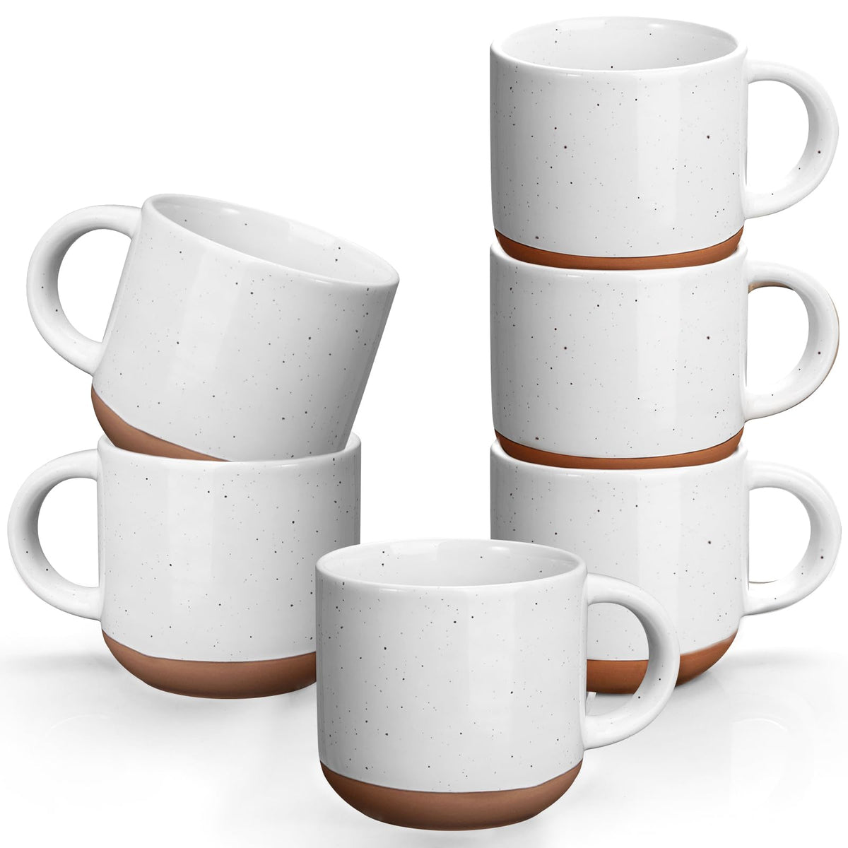 Gencywe® Morandi Color Ceramic Mini Espresso Cups Set of 6, 5 oz Expresso Mugs with Handle,Porcelain Coffee Mugs Demitasse Cups, Modern Style Cups, Microwave Dishwasher Safe Suit for Espresso Machine