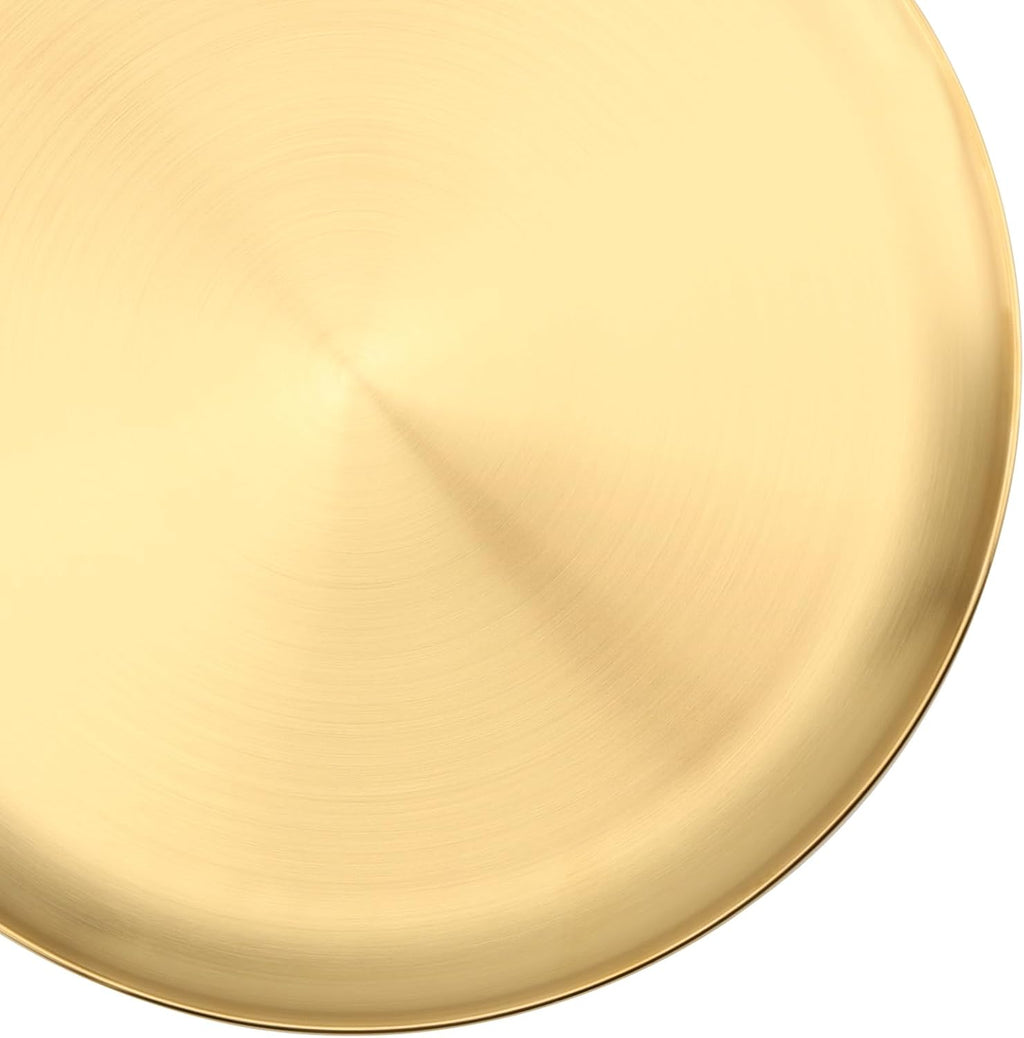 MOUYAT 6 PCS 12 Inch Large Stainless Steel Plate, 30cm Round Dinner Metal Plates, Metal Salad Steak Plates Reusable Dinner Dish for Eating Serving Camping Outdoor BBQ Home Kitchen, Frosted Gold