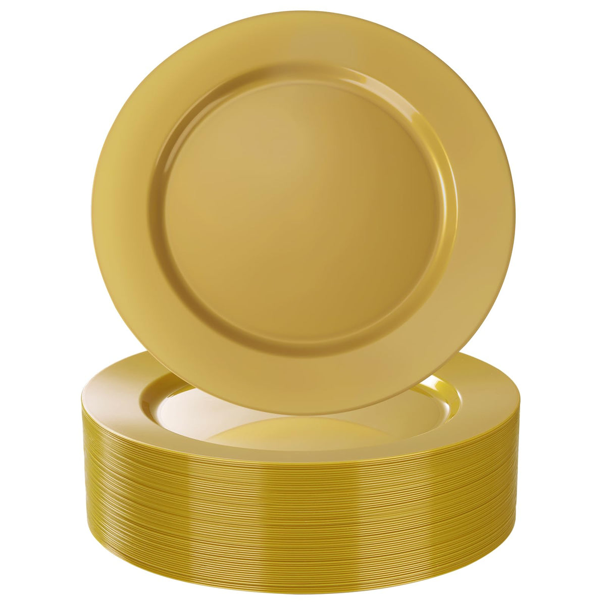 Goodluck 100 Pack 12 Inch Clear Charger Plates with Gold Rim