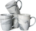 14 OZ Marble Coffee Mugs, M067 Novelty Marble Ceramic Cup for Home and Office, Microwave Dishwasher Safe, Set of 4, Gray