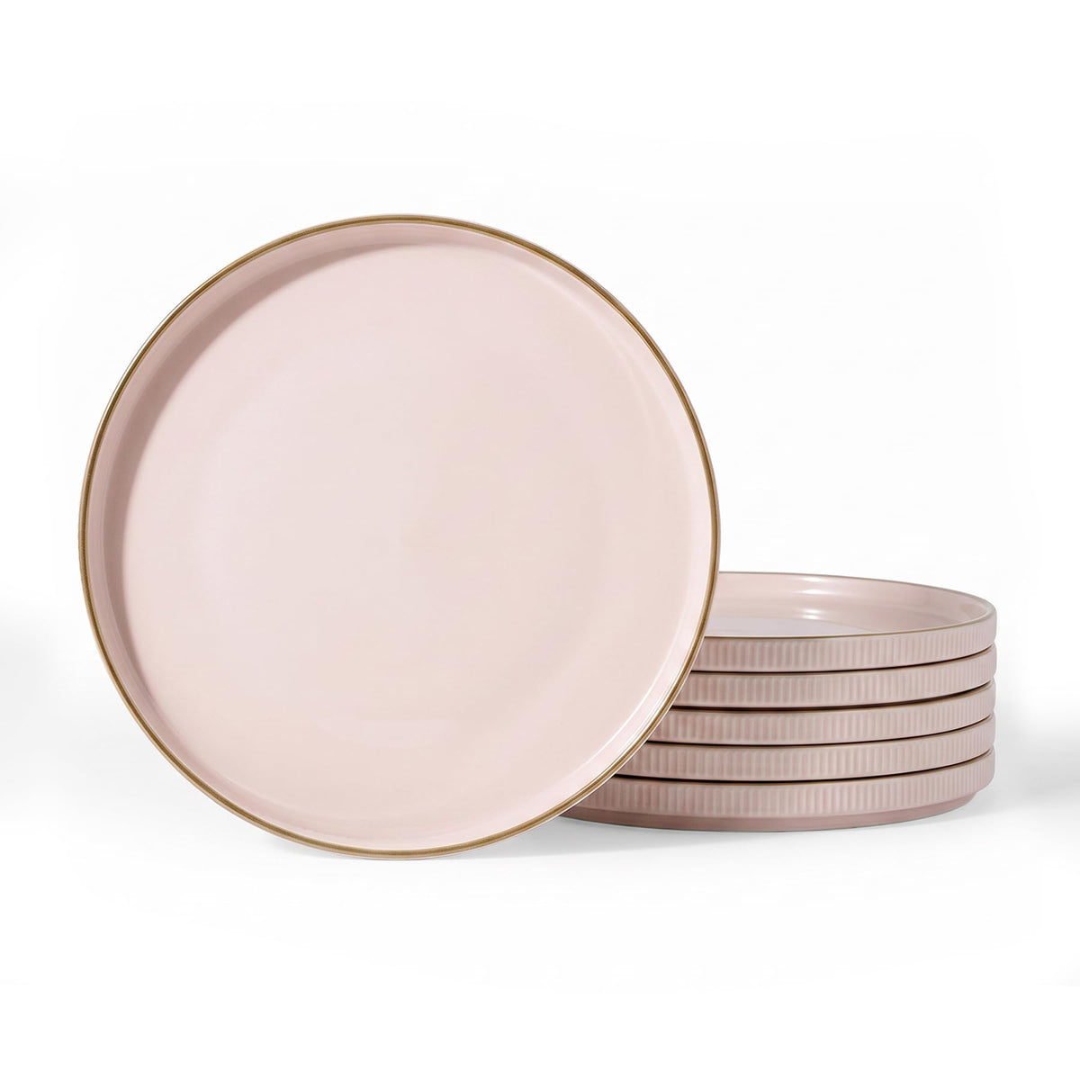 famiware Star 10/8 inches Dinner Plates Set for 6, Cappuccino White