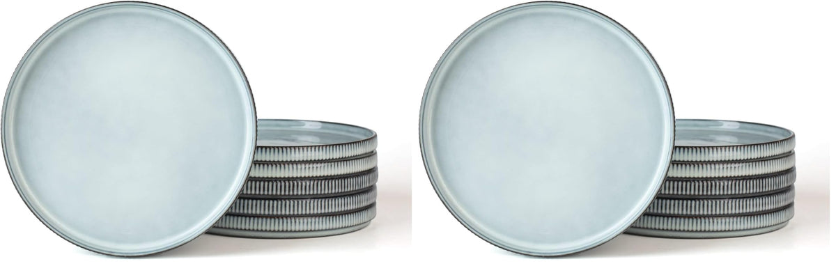famiware Star 10/8 inches Dinner Plates Set for 6, Cappuccino White