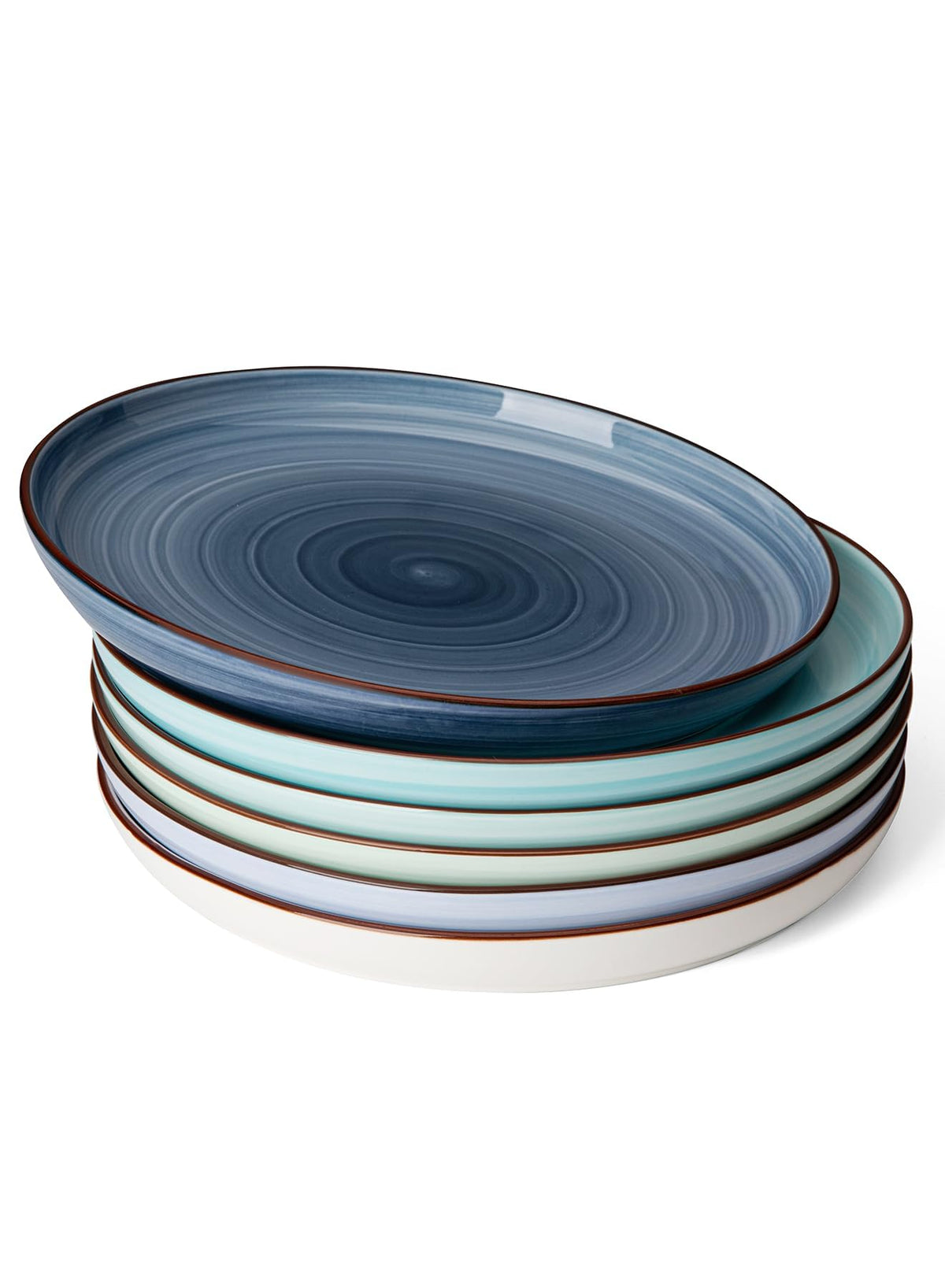 Sweese Porcelain Dessert Plates 7.4 Inch - Round Salad/Appetizer Plate Set, Microwave Dishwasher Safe, Set of 6, Cool Assorted Colors