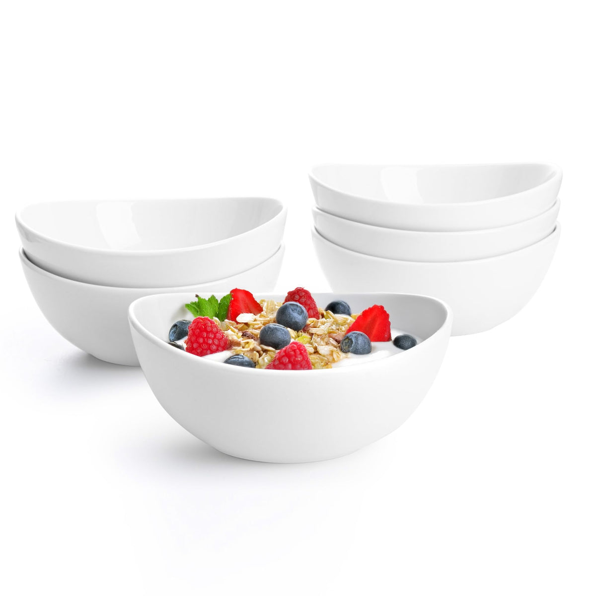 Sweese 4 oz Very Small White Porcelain Bowls - Set of 6 Dipping, Sauce, Salsa & Snack Bowls, Mini Ceramic Bowls for Condiments & Charcuterie