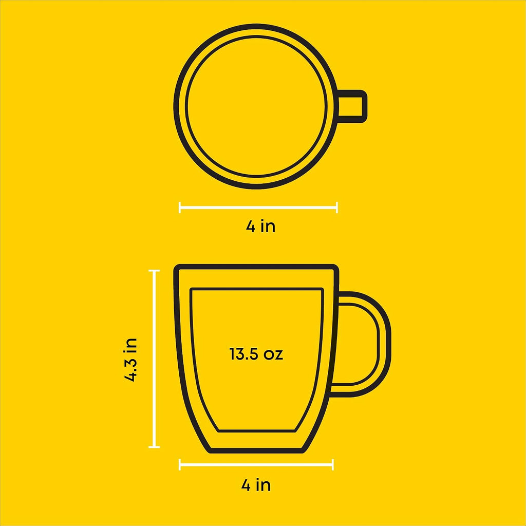 JoyJolt Savor Double Wall Insulated Glasses - Coffee Mugs (Set of 2) - 13.5-Ounces