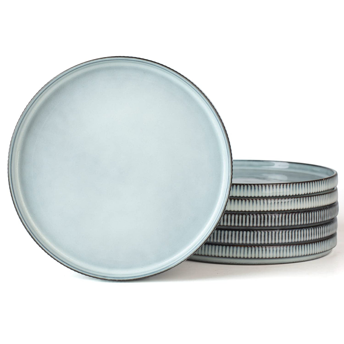 famiware Star 10/8 inches Dinner Plates Set for 6, Cappuccino White