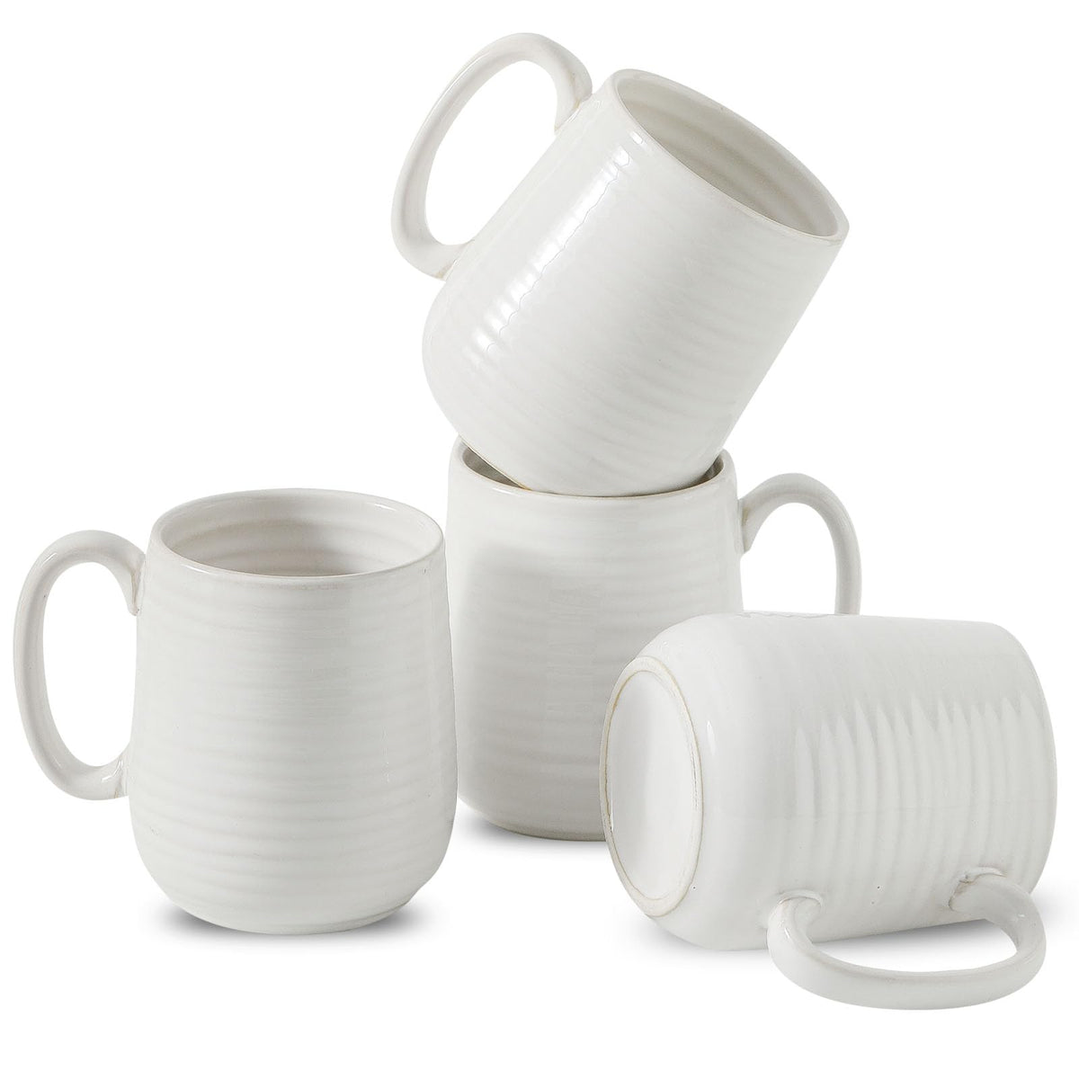 HASENSE Coffee Mugs, 15 Ounce Ceramic Coffee Mug Set of 6, Reactive Glaze Tea Cups with Handle for Milk, Hot Cocos, Latte, Stylish Blue Cup Gift for Man and Women, Dishwasher and Microwave Safe