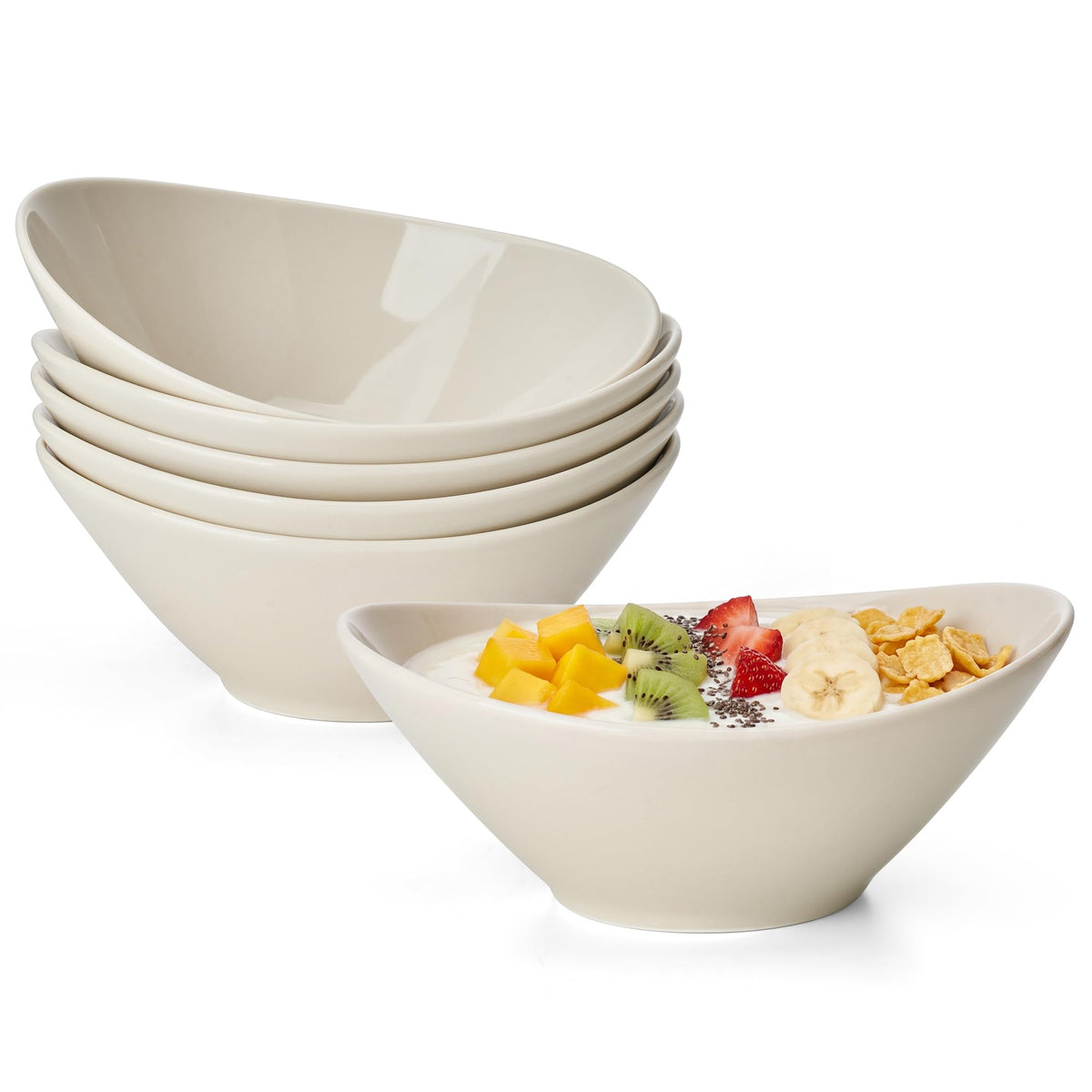 Teocera 5 Inch Porcelain Small Bowls Set, 6 Ounce small serving bowls for Dessert, Ice Cream, Snack, Dipping, Side Dishes, Microwave & Dishwasher Safe- White
