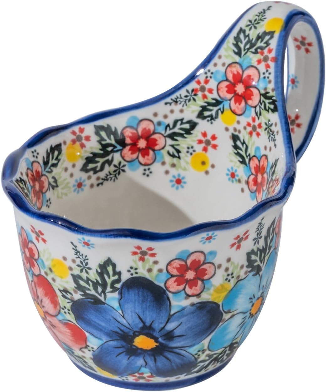 ALMA 18oz Microwavable Soup Bowl with Loop Handle, Handpainted Decorative Mug Big Handle, Ceramic Soup bowl for Mother, Cereal Bowl Great for Fruits, Chili, Stew, Ice cream