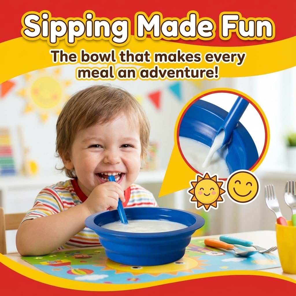 20 Oz Cereal Bowls with Built-In Straws (6-Pack) for Kids & Toddlers