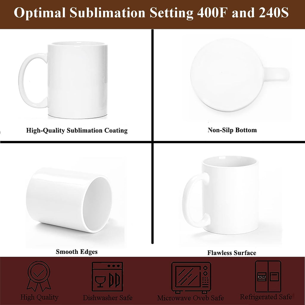 ABBSH Sublimation Mugs, Sublimation White Coffee Mugs Tazas Para Sublimacion Blank 11 OZ With Box for for Coffee, Soup, Tea, Milk, Latte, Hot Cocoa Set of 12