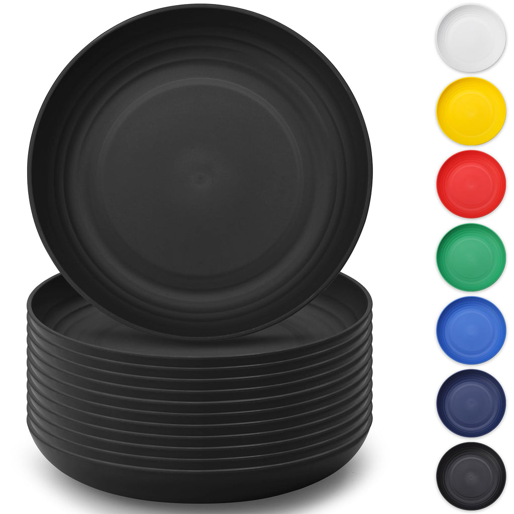 Berglander White Plastic Plates Set of 12 Pieces 9", Reusable and Sturdy Unbreakable Dinner Plates, Salad Plates, Pasta Bowls, Dishes for Home, Kid, Light Weight Easy Carry for Picnic, Camping