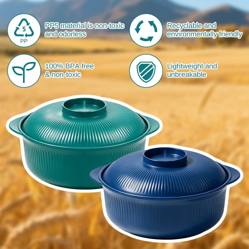 Microwave Bowls with Lids, 40 oz Lightweight Unbreakable Bowls, 4 Pack