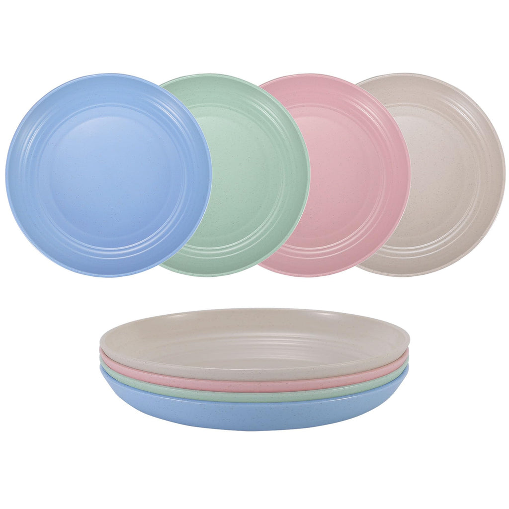 7.8 Inches Unbreakable Wheat Straw Plates - Reusable Plate Set - Dishwasher & Microwave Safe - Perfect for Dinner Dishes - Healthy, BPA Free & Eco-Friendly (7.8 Inches)