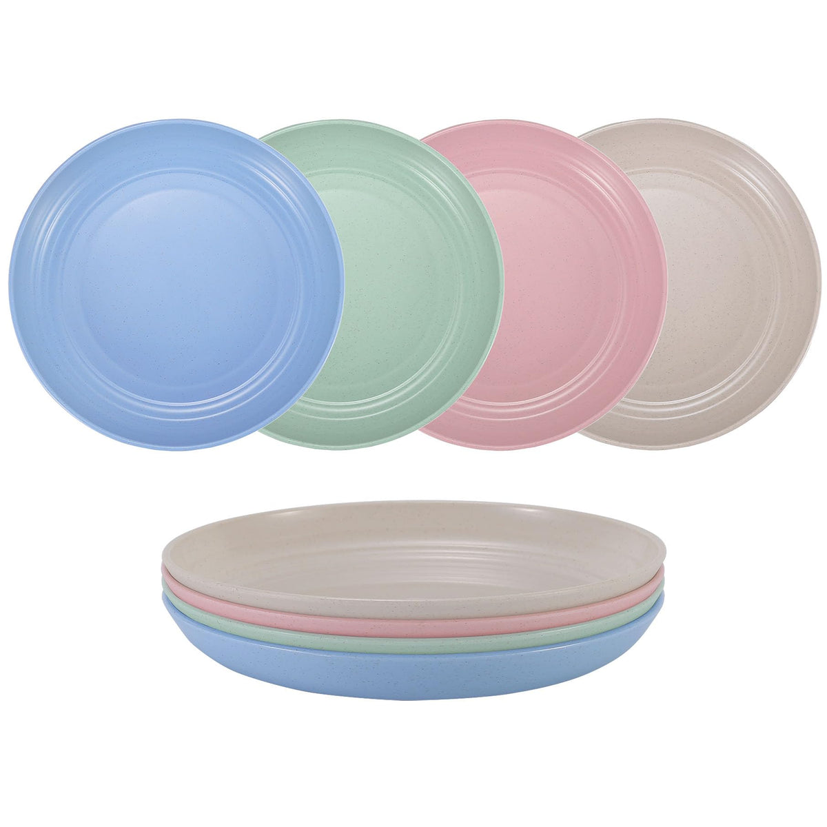 7.8 Inches Unbreakable Wheat Straw Plates - Reusable Plate Set - Dishwasher & Microwave Safe - Perfect for Dinner Dishes - Healthy, BPA Free & Eco-Friendly (7.8 Inches)