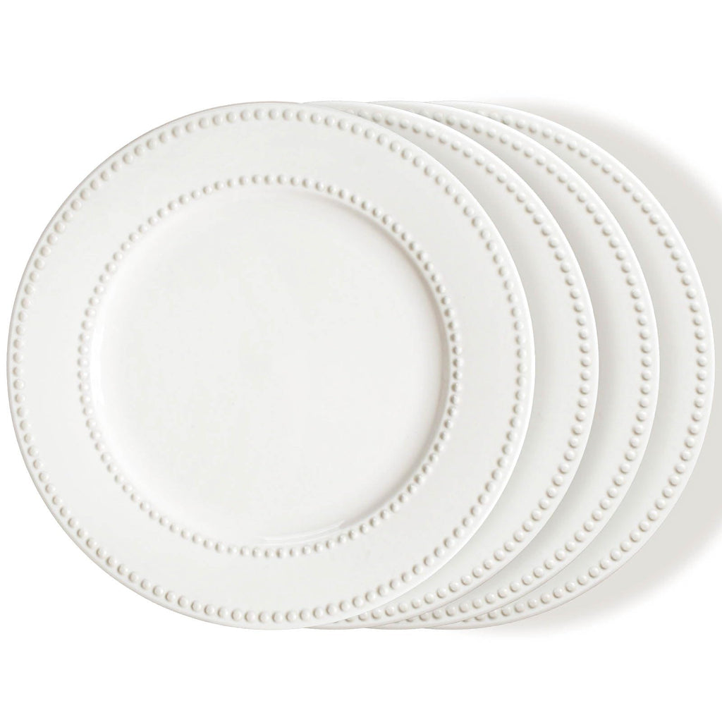 Embossed Ceramic Appetizer & Dessert Plates - Set of 6, 6 inch White Square Dinner Plates for Snack & Restaurant, Dishwasher & Microwave Safe