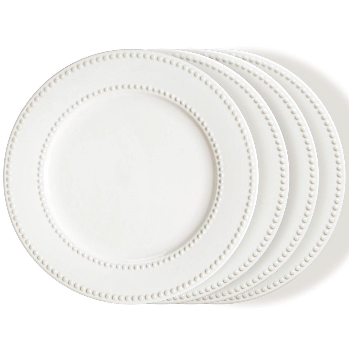 Embossed Ceramic Appetizer & Dessert Plates - Set of 6, 6 inch White Square Dinner Plates for Snack & Restaurant, Dishwasher & Microwave Safe
