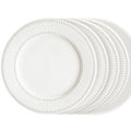 Embossed Ceramic Appetizer & Dessert Plates - Set of 6, 6 inch White Square Dinner Plates for Snack & Restaurant, Dishwasher & Microwave Safe