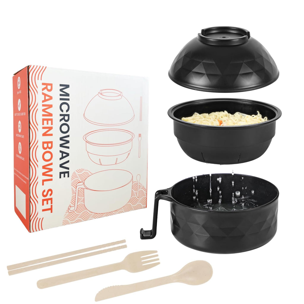 Microwave Ramen Cooker,Ramen Bowl Set,Microwave Noodle Bowl With Chopsticks and Spoon, College Dorm Room Essentials for Girls for Boys, Apartment Essentials, BPA-Free. (Deep Blue)