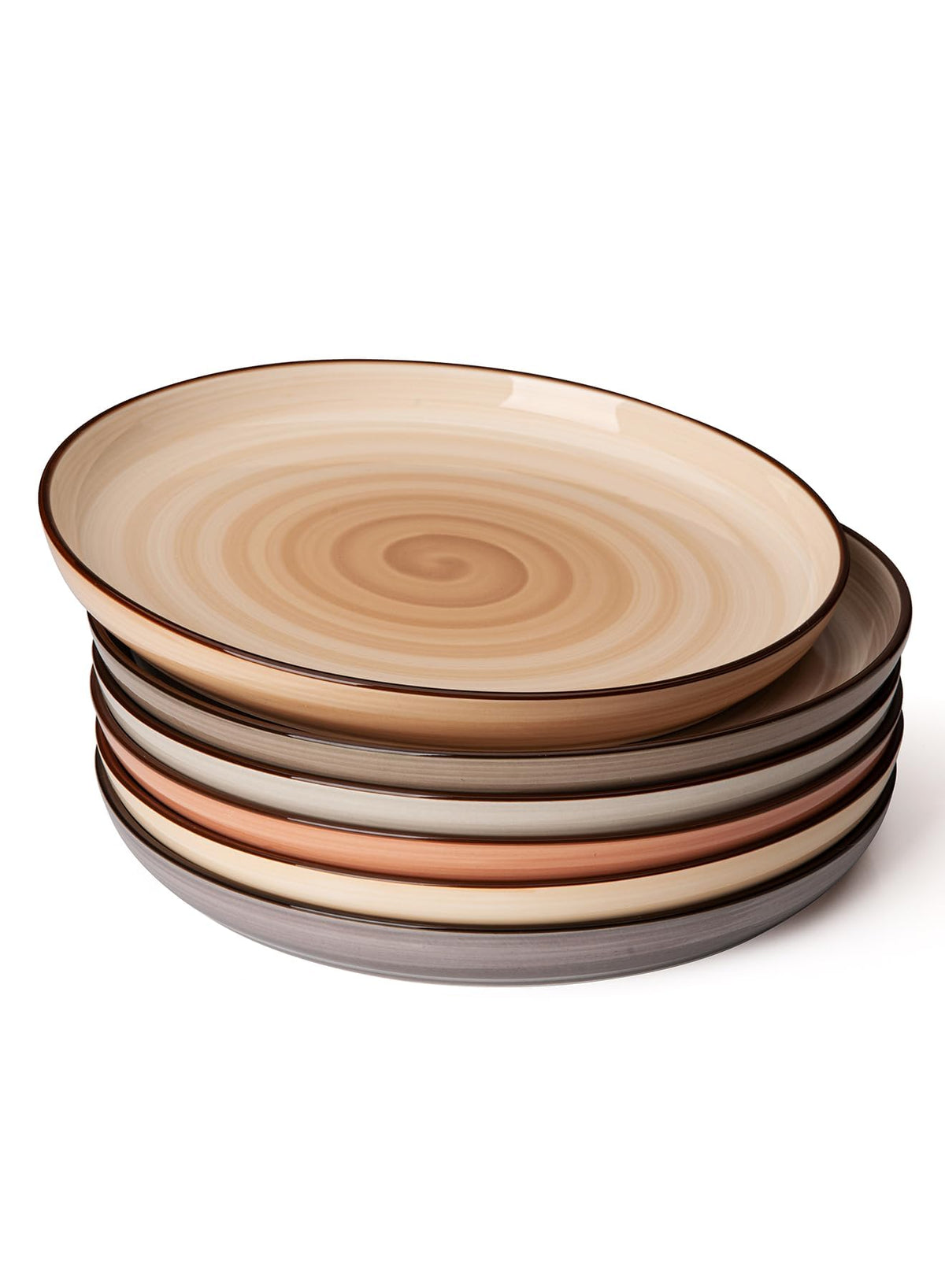 Sweese Porcelain Dessert Plates 7.4 Inch - Round Salad/Appetizer Plate Set, Microwave Dishwasher Safe, Set of 6, Cool Assorted Colors