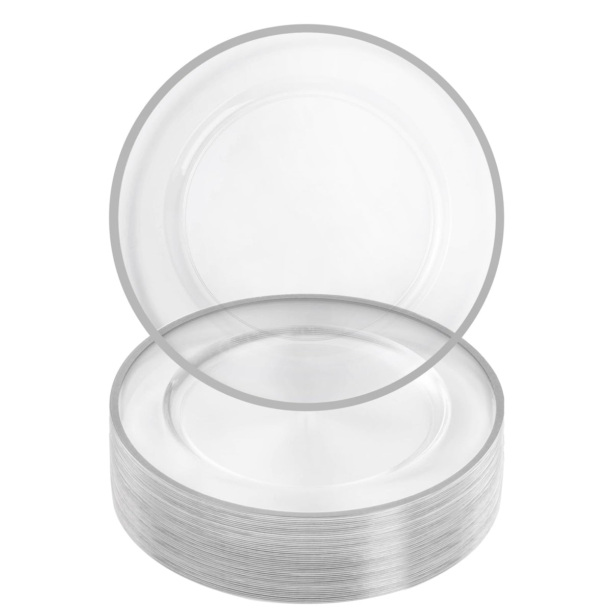 Goodluck 100 Pack 12 Inch Clear Charger Plates with Gold Rim