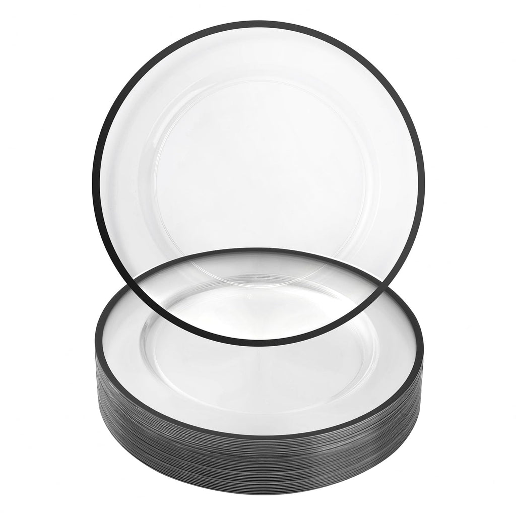 Goodluck 100 Pack 12 Inch Clear Charger Plates with Gold Rim