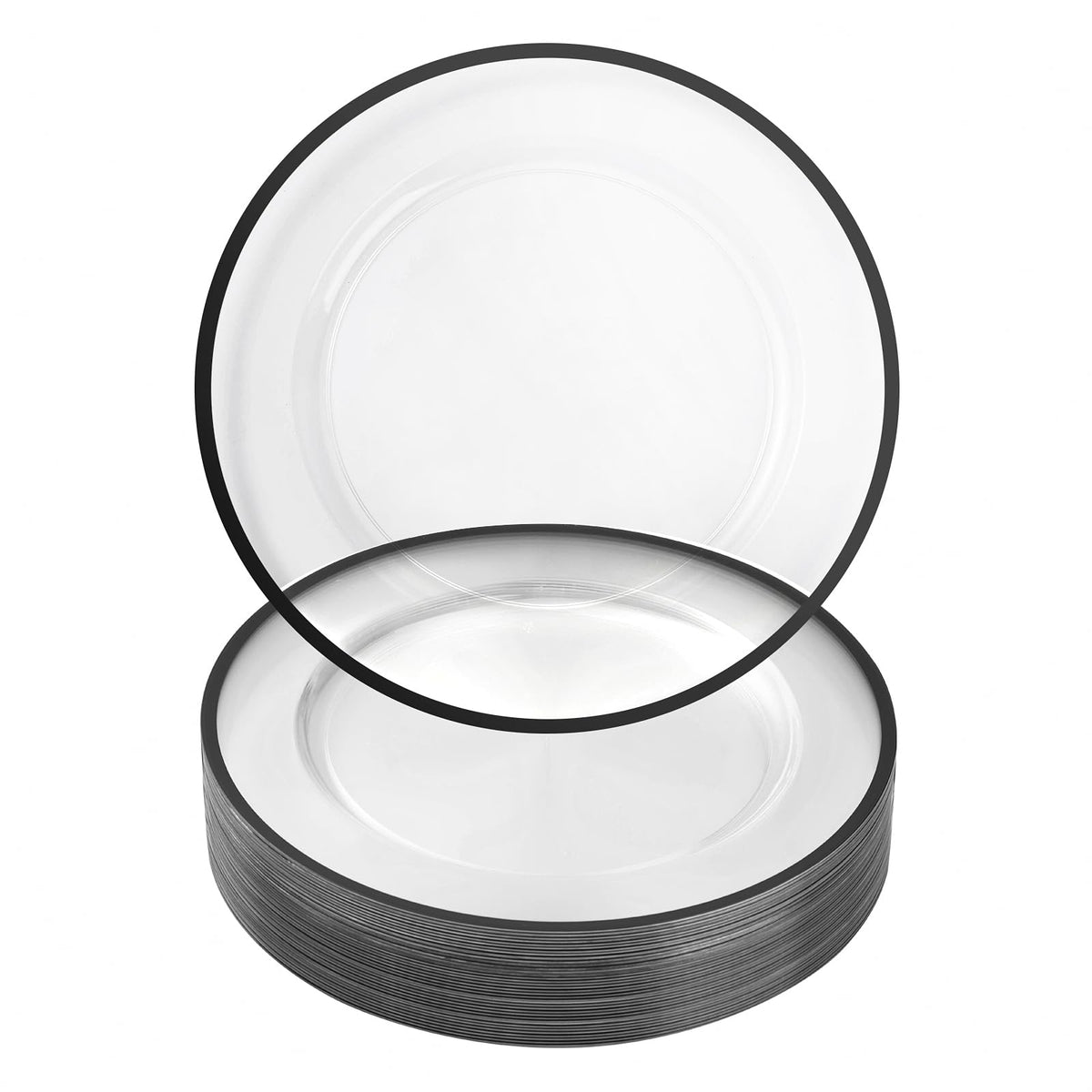 Goodluck 100 Pack 12 Inch Clear Charger Plates with Gold Rim