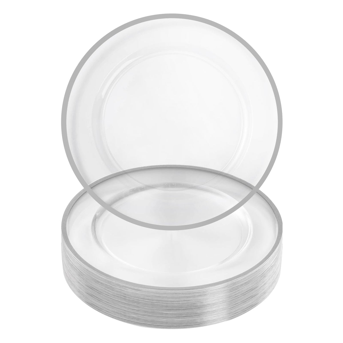 Goodluck 100 Pack 12 Inch Clear Charger Plates with Gold Rim