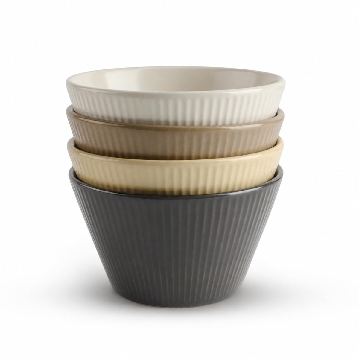 DOWAN 22 OZ Cereal Bowls Set of 4, Ceramic Soup Bowls for Cereal, Ramen, Oatmeal and Pasta, Fluted & Stackable Bowls, Microwave & Dishwasher Safe, Earth Tones