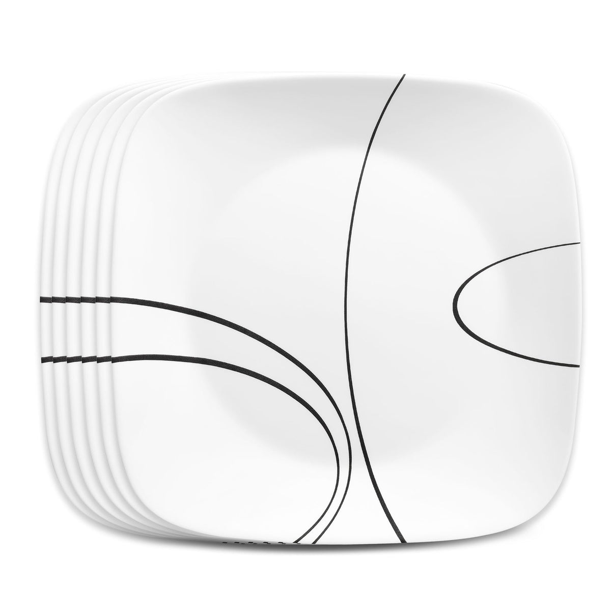 Corelle Simple Lines 6-Piece 8.75-Inch Square Lunch Plate Set