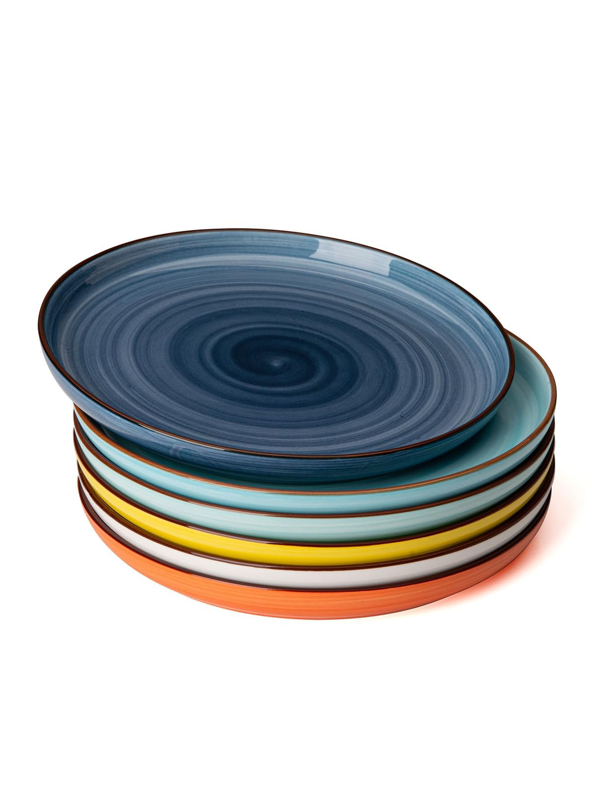Sweese Porcelain Dessert Plates 7.4 Inch - Round Salad/Appetizer Plate Set, Microwave Dishwasher Safe, Set of 6, Cool Assorted Colors